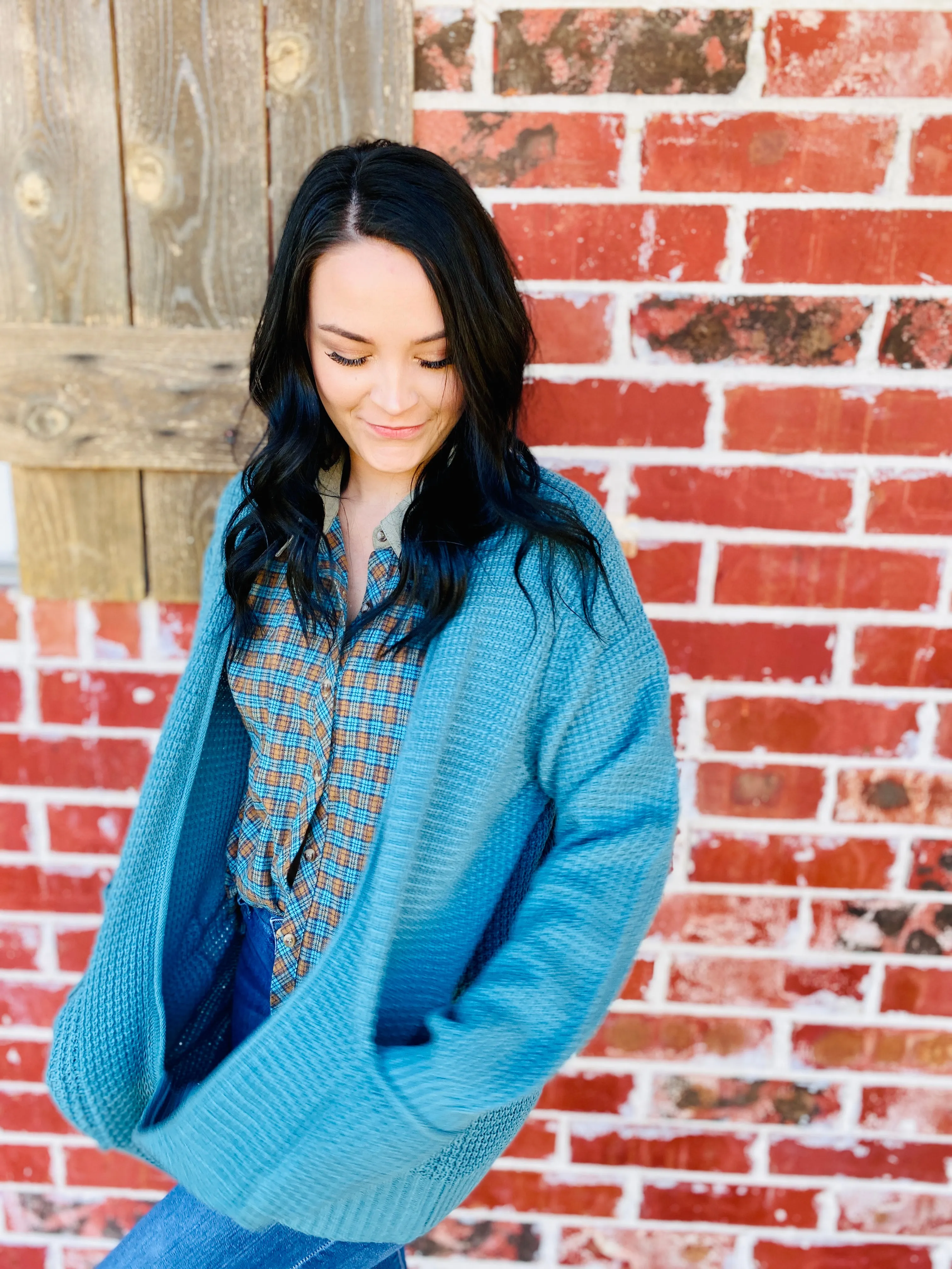 ** DOOR BUSTER** Spring Skies Light Waffle Knit Cardigan