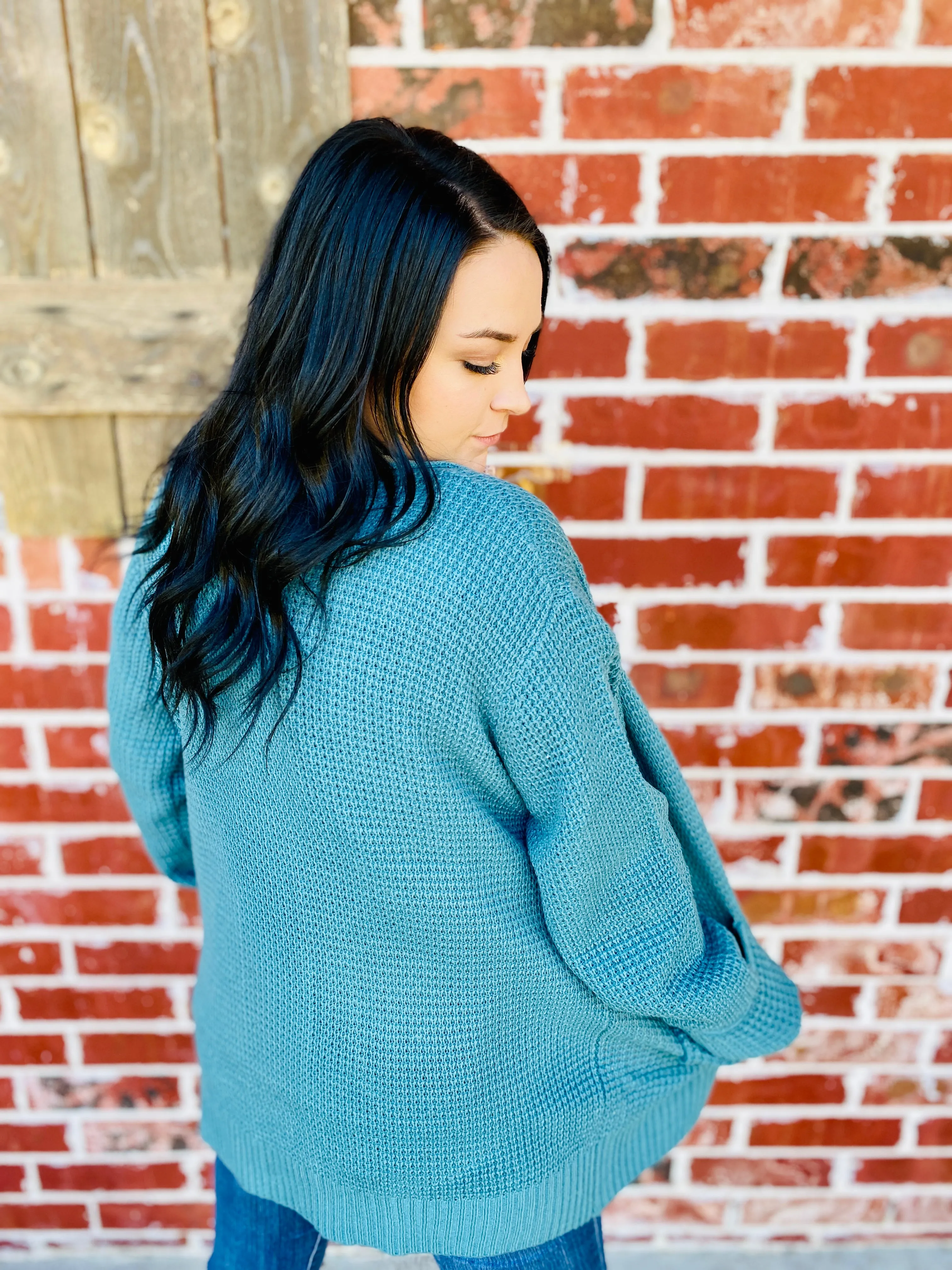 ** DOOR BUSTER** Spring Skies Light Waffle Knit Cardigan