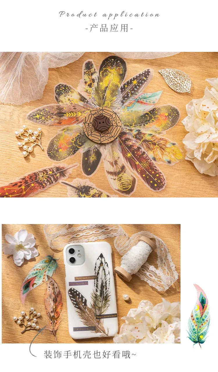 10 pcs/lot Feather Stickers PET Scrapbooking Art Journal DIY Craft Supplies