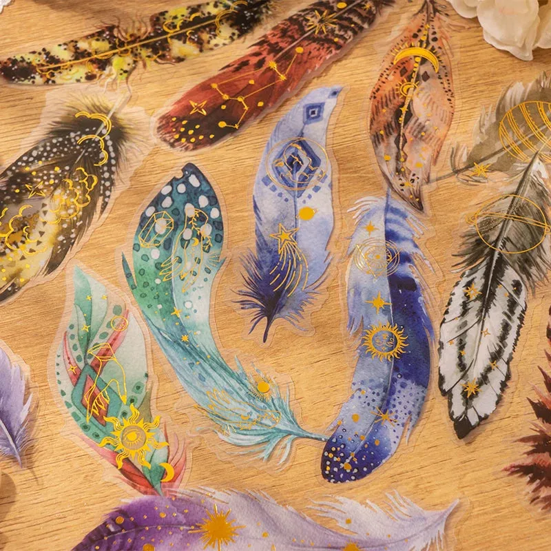 10 pcs/lot Feather Stickers PET Scrapbooking Art Journal DIY Craft Supplies