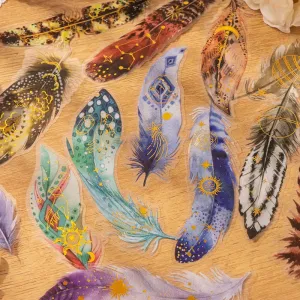 10 pcs/lot Feather Stickers PET Scrapbooking Art Journal DIY Craft Supplies