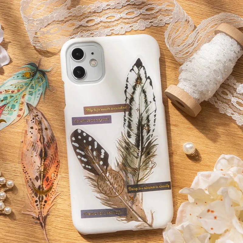 10 pcs/lot Feather Stickers PET Scrapbooking Art Journal DIY Craft Supplies