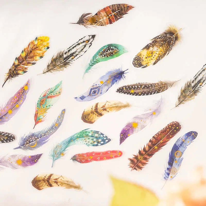 10 pcs/lot Feather Stickers PET Scrapbooking Art Journal DIY Craft Supplies