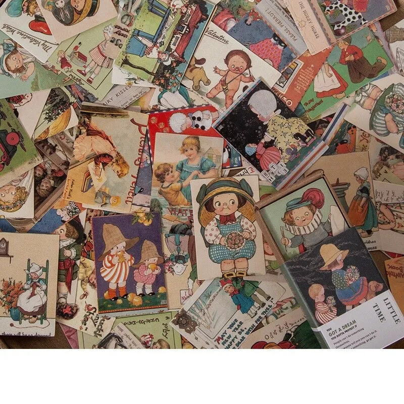 100pcs Vintage Plant Butterfly Kraft Paper Double-sided Note Cards