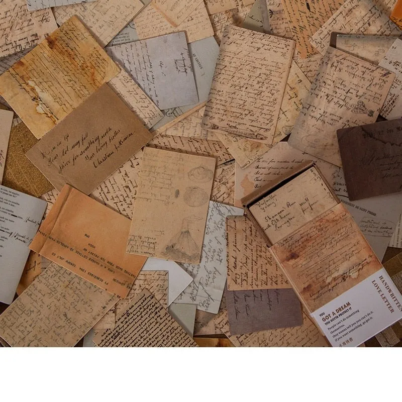 100pcs Vintage Plant Butterfly Kraft Paper Double-sided Note Cards
