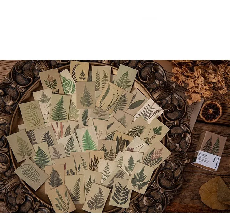 100pcs Vintage Plant Butterfly Kraft Paper Double-sided Note Cards