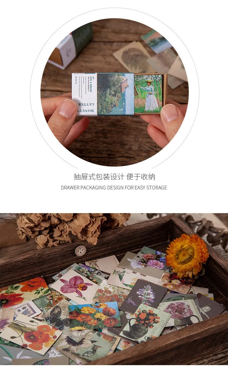 100pcs Vintage Plant Butterfly Kraft Paper Double-sided Note Cards