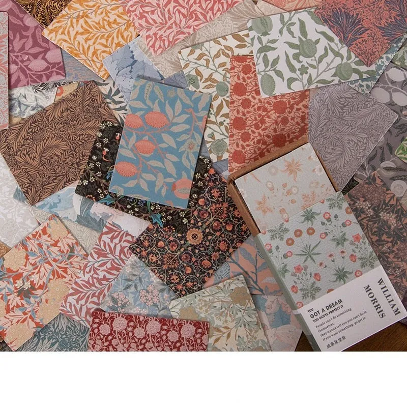 100pcs Vintage Plant Butterfly Kraft Paper Double-sided Note Cards