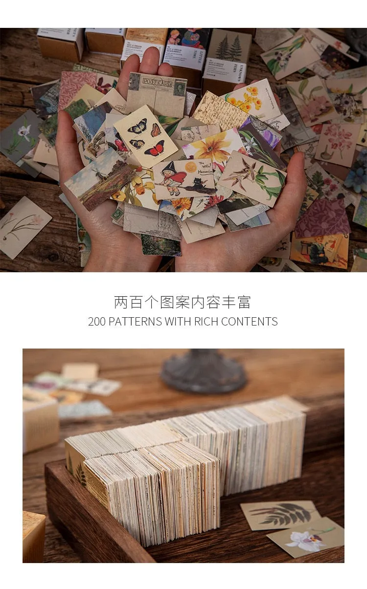 100pcs Vintage Plant Butterfly Kraft Paper Double-sided Note Cards