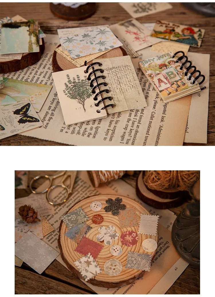 100pcs Vintage Plant Butterfly Kraft Paper Double-sided Note Cards