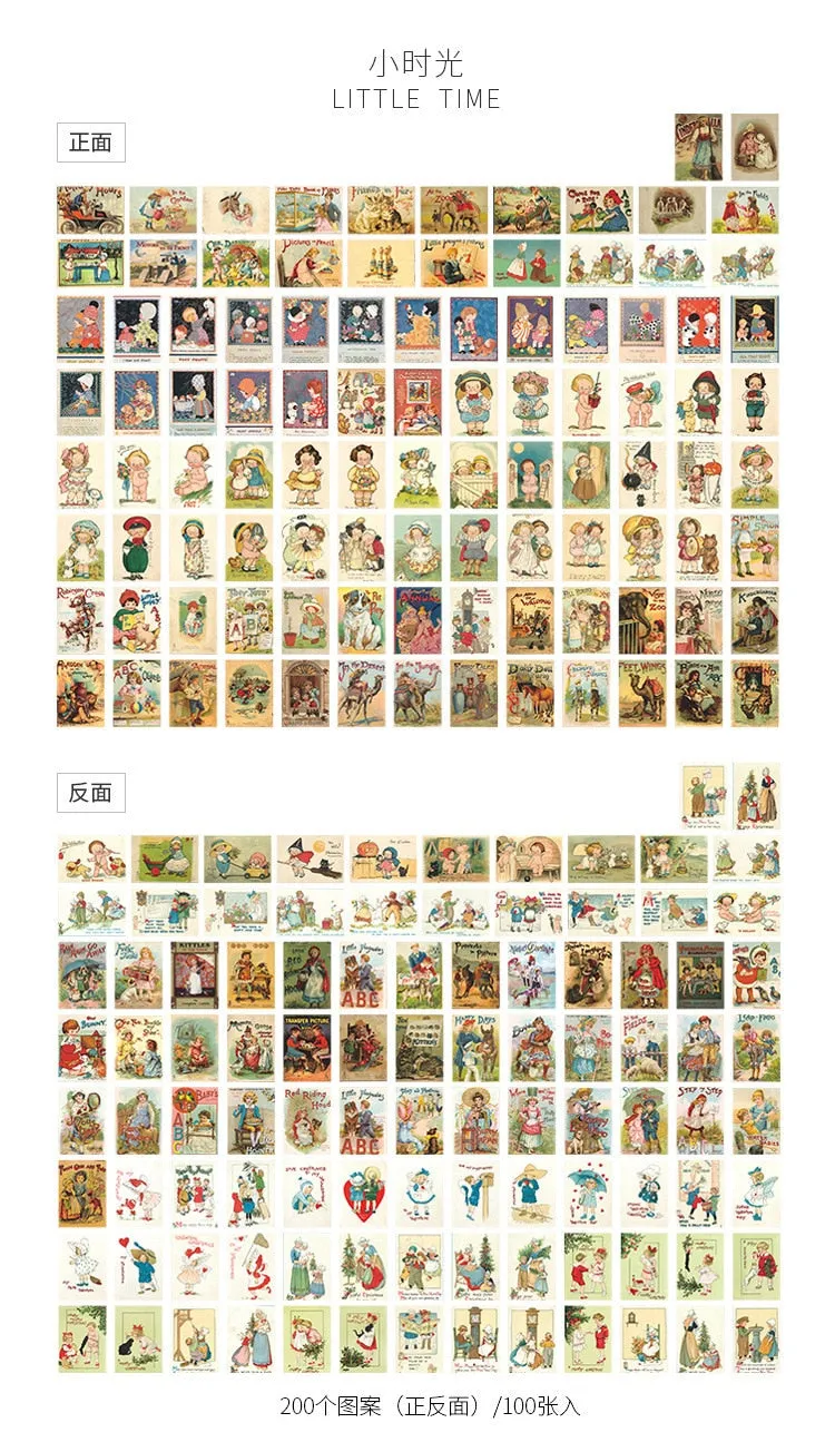 100pcs Vintage Plant Butterfly Kraft Paper Double-sided Note Cards