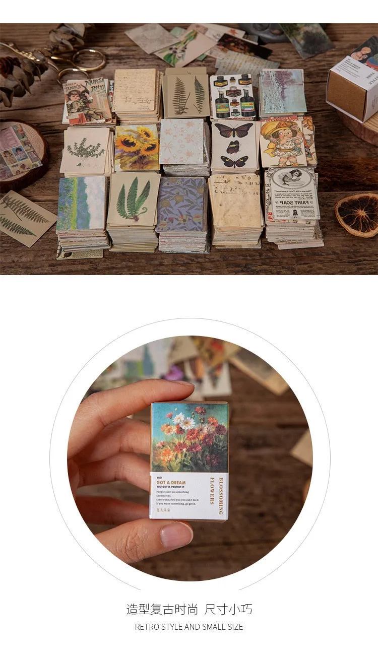 100pcs Vintage Plant Butterfly Kraft Paper Double-sided Note Cards