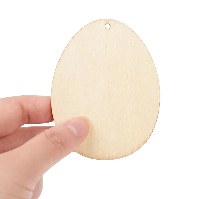 10/25/50pcs Easter Eggs DIY Wooden Craft Hanging Ornament Easter Decorations