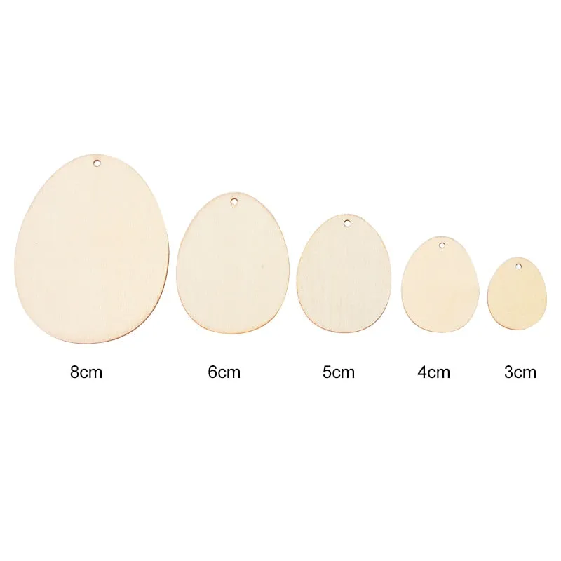 10/25/50pcs Easter Eggs DIY Wooden Craft Hanging Ornament Easter Decorations