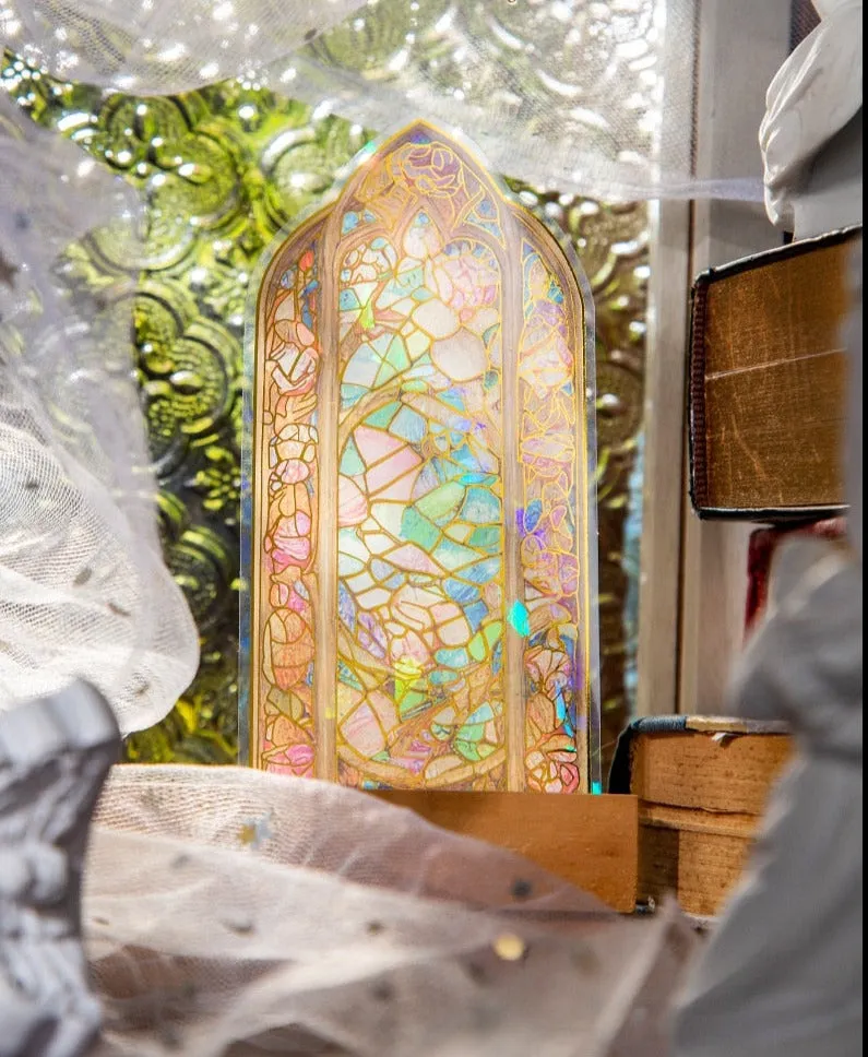 10Pcs Arched Stain Glass Window Series Decorative Waterproof Stickers Scrapbooking DIY Craft