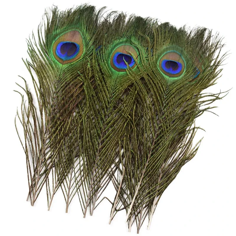 10Pcs Natural Peacock Feathers 25-30CM/10-12inch Feathers for Crafts and Decoration