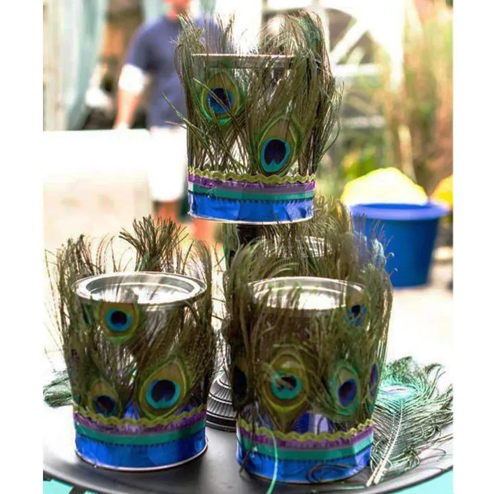 10Pcs Natural Peacock Feathers 25-30CM/10-12inch Feathers for Crafts and Decoration