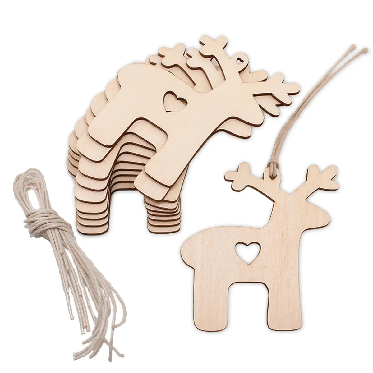 10PCS Wooden Tree Ornaments for Christmas Tree Hanging Craft DIY