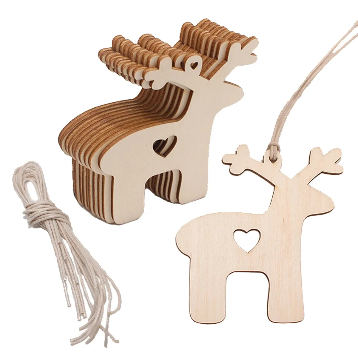 10PCS Wooden Tree Ornaments for Christmas Tree Hanging Craft DIY
