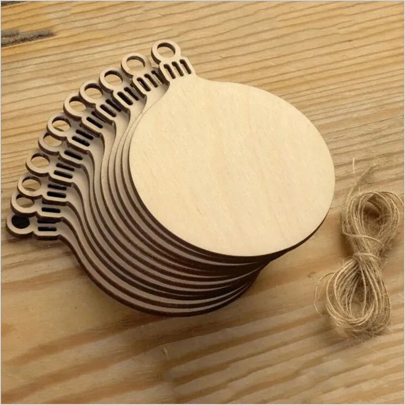 10PCS Wooden Tree Ornaments for Christmas Tree Hanging Craft DIY