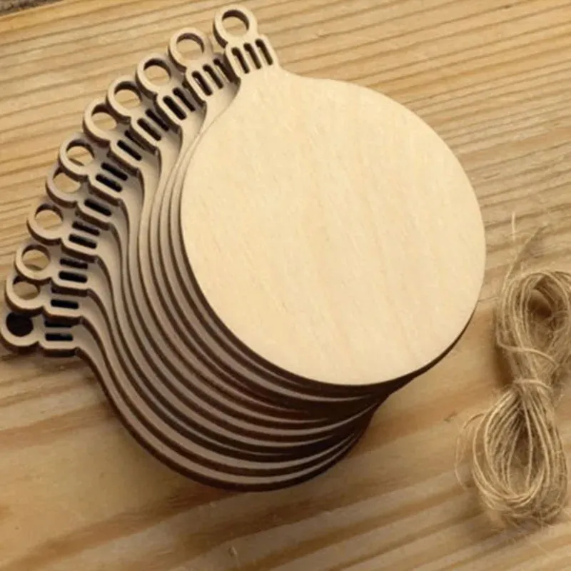 10PCS Wooden Tree Ornaments for Christmas Tree Hanging Craft DIY