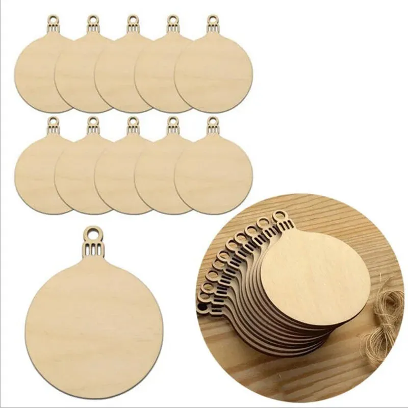 10PCS Wooden Tree Ornaments for Christmas Tree Hanging Craft DIY