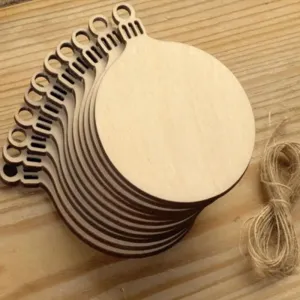 10PCS Wooden Tree Ornaments for Christmas Tree Hanging Craft DIY