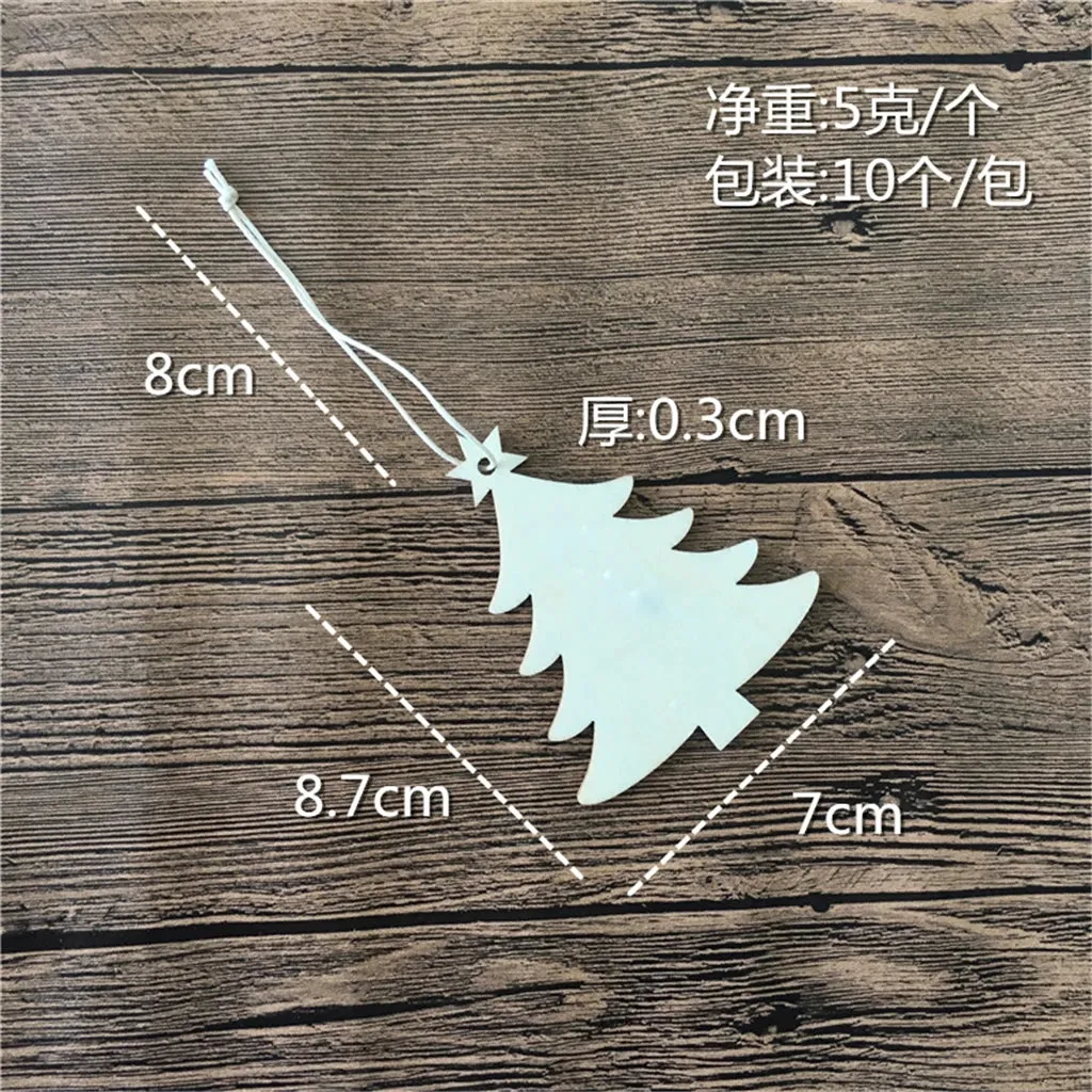 10PCS Wooden Tree Ornaments for Christmas Tree Hanging Craft DIY