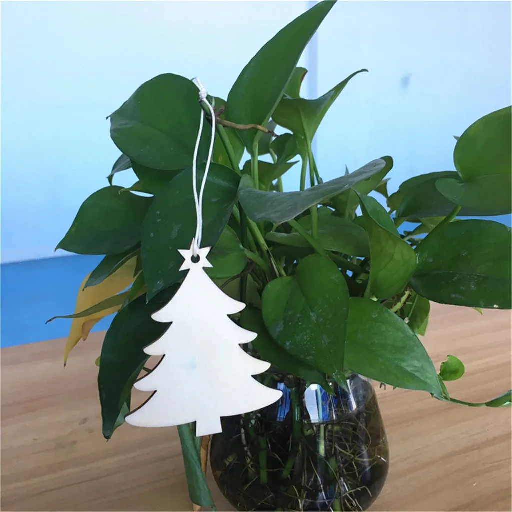 10PCS Wooden Tree Ornaments for Christmas Tree Hanging Craft DIY