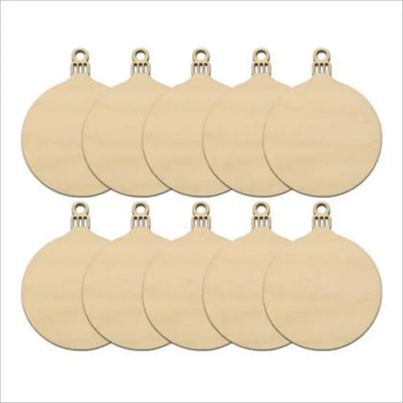 10PCS Wooden Tree Ornaments for Christmas Tree Hanging Craft DIY