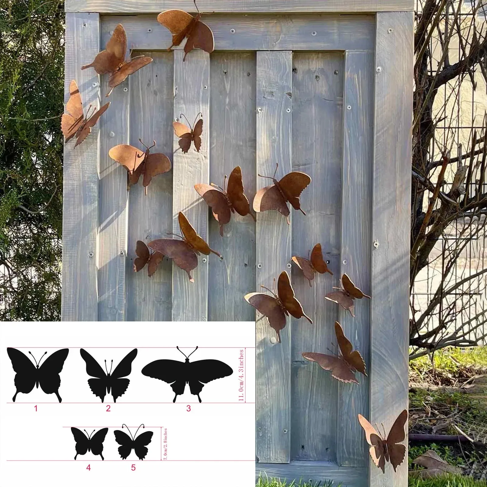 15 Pcs Rustic Metal Butterflies Rusty Metal Garden Decor Wall Art