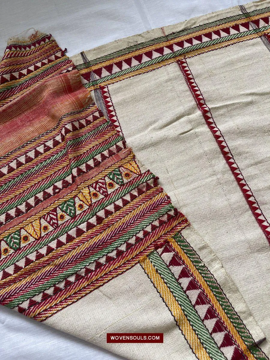 1558 SOLD Rare Vintage Orissa Odisha Gond Tribal Shawl  Cotton