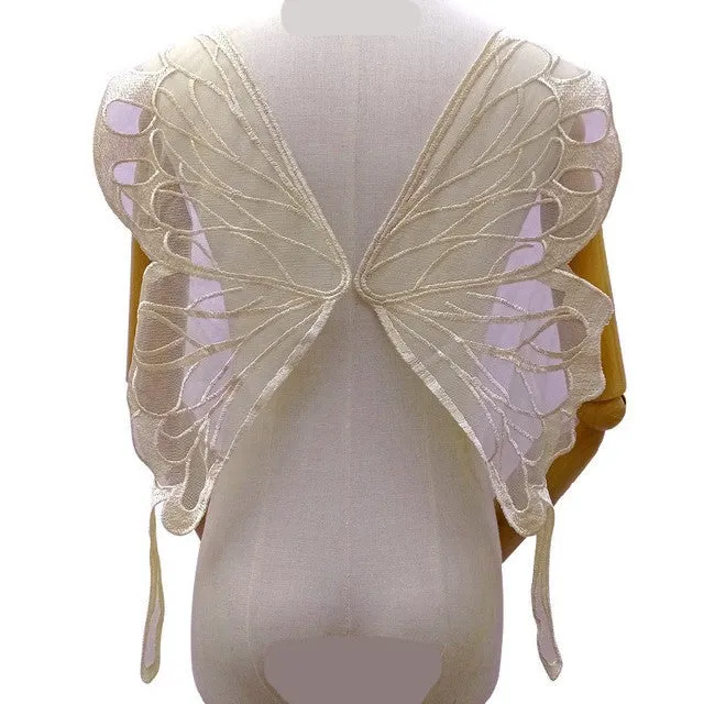 1Pair Butterfly Wings Embroidered Large DIY Appliqué 65X23cm