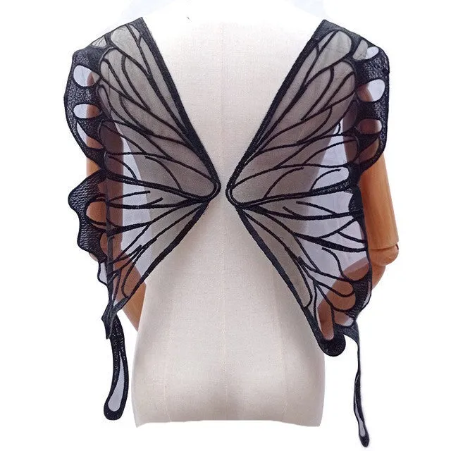 1Pair Butterfly Wings Embroidered Large DIY Appliqué 65X23cm