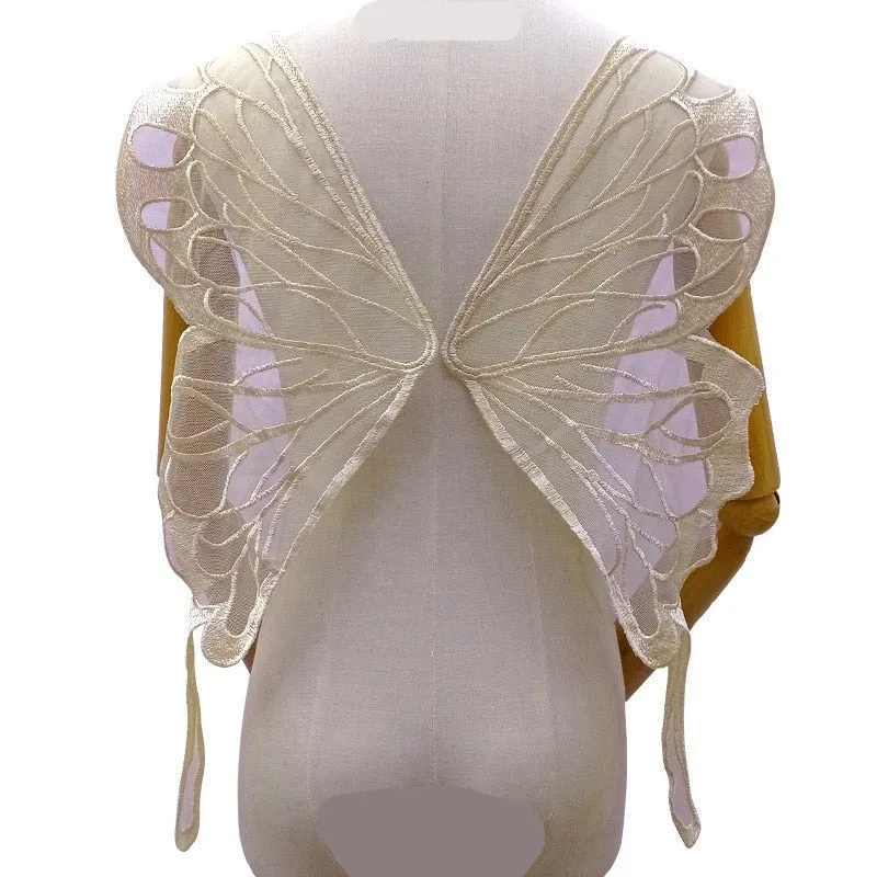 1Pair Butterfly Wings Embroidered Large DIY Appliqué 65X23cm