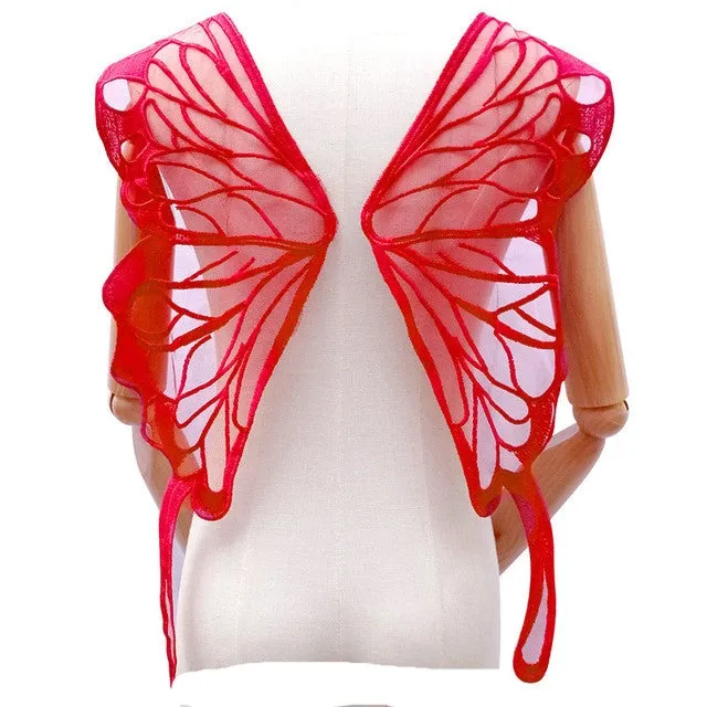 1Pair Butterfly Wings Embroidered Large DIY Appliqué 65X23cm