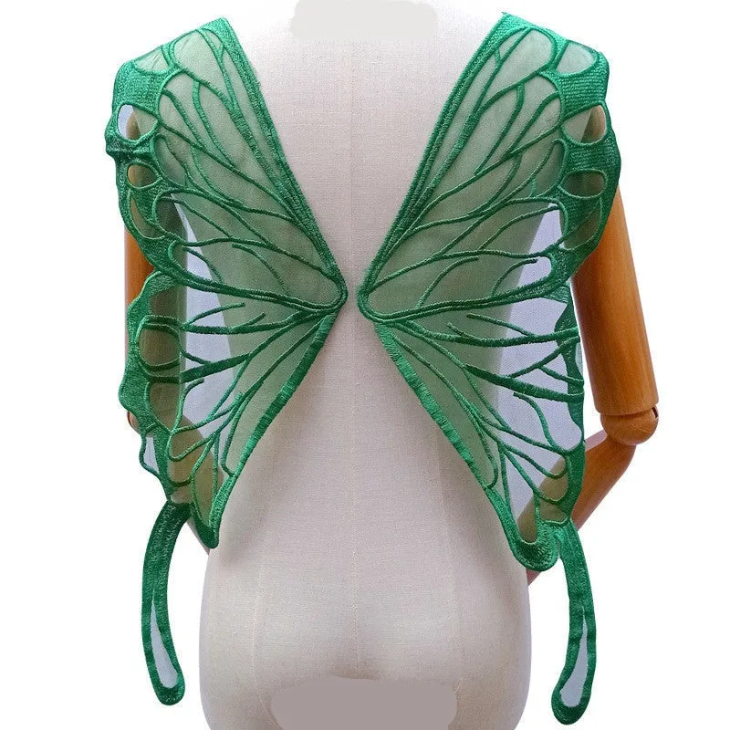 1Pair Butterfly Wings Embroidered Large DIY Appliqué 65X23cm