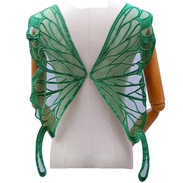 1Pair Butterfly Wings Embroidered Large DIY Appliqué 65X23cm