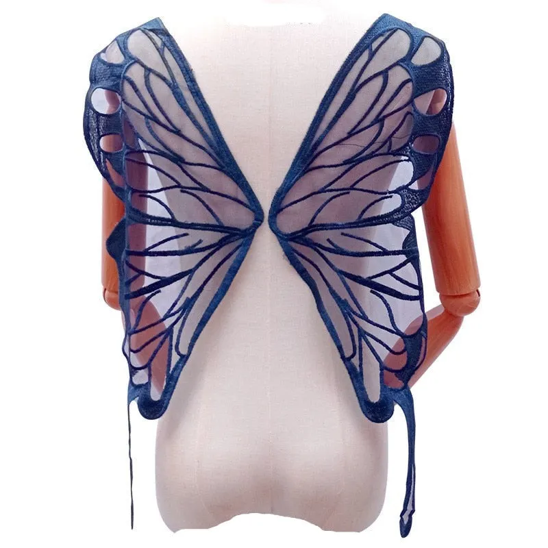 1Pair Butterfly Wings Embroidered Large DIY Appliqué 65X23cm