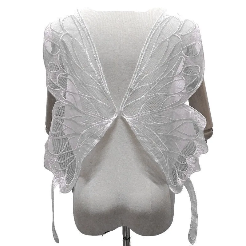 1Pair Butterfly Wings Embroidered Large DIY Appliqué 65X23cm