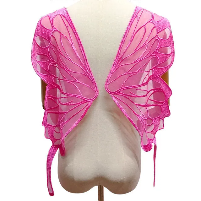 1Pair Butterfly Wings Embroidered Large DIY Appliqué 65X23cm