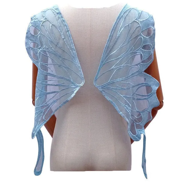 1Pair Butterfly Wings Embroidered Large DIY Appliqué 65X23cm
