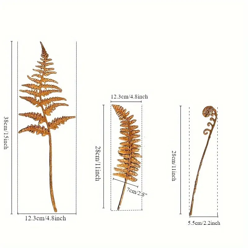 1pc Fern Fronds Rusty Metal Plant Stake Home And Garden Decor