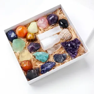 20pc Natural Crystal Gift Box Amethyst Raw Stone Selenite Healing Stones