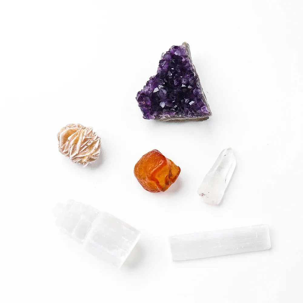20pc Natural Crystal Gift Box Amethyst Raw Stone Selenite Healing Stones
