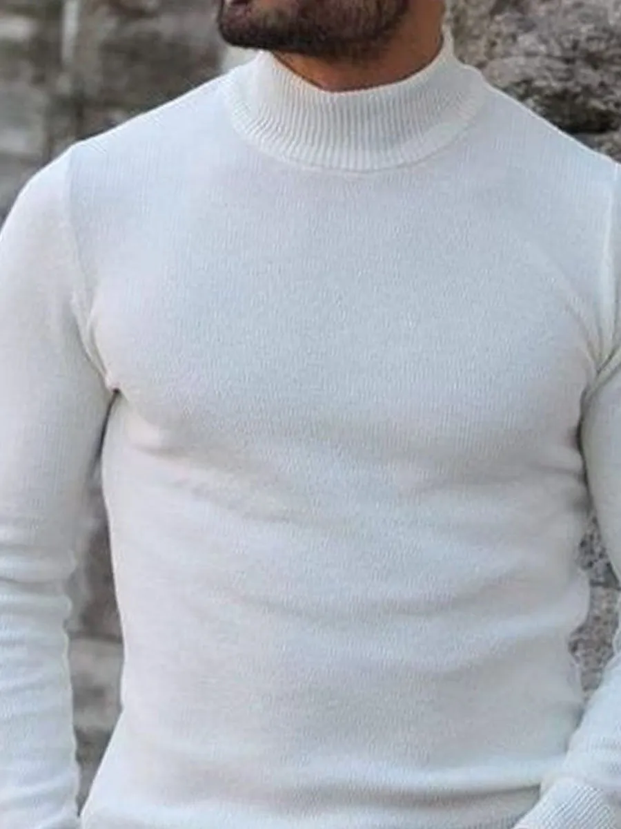 【24-hour shipping】White Versatile Turtleneck Knitted Pullover Sweater