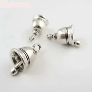 25 Small Bell Shape Charms Antique Silver Colour DIY Jewellery Making Charms
