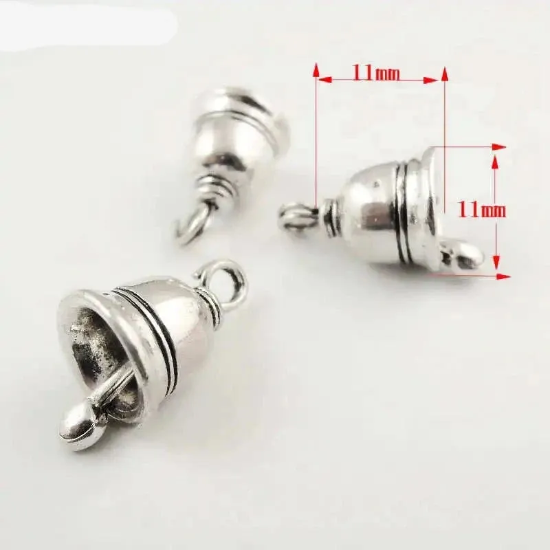 25 Small Bell Shape Charms Antique Silver Colour DIY Jewellery Making Charms