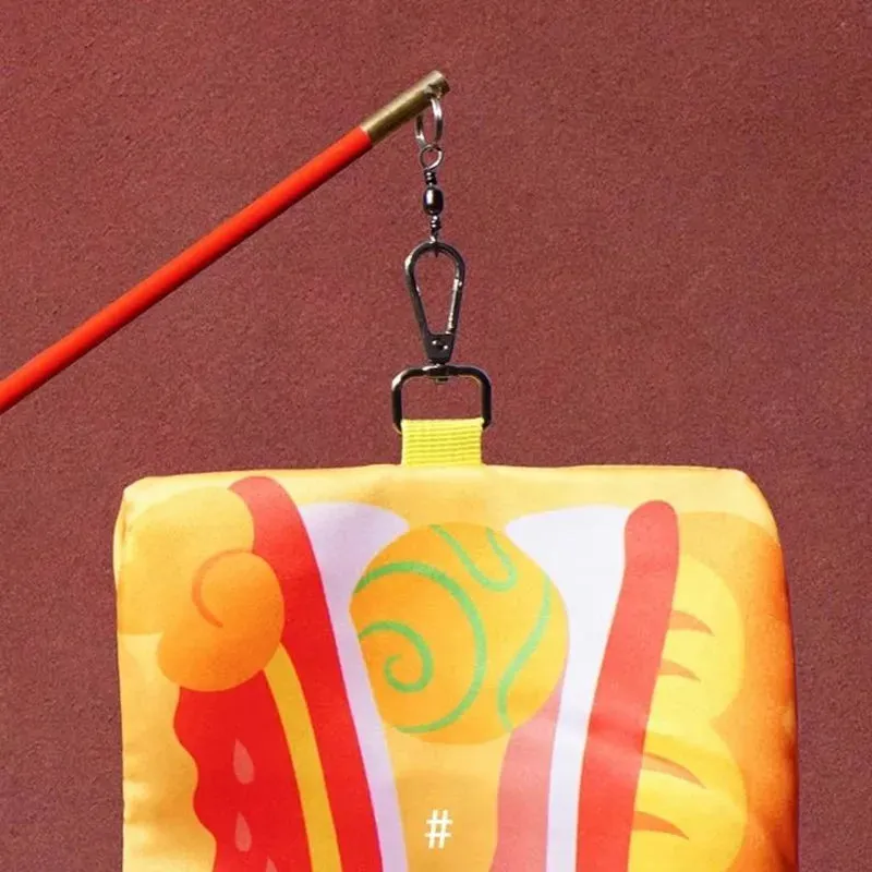 2.5m Orange Dragon Dance Ribbon With Stick and Lights