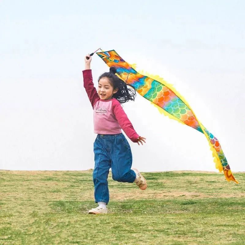 2.5m Orange Dragon Dance Ribbon With Stick and Lights